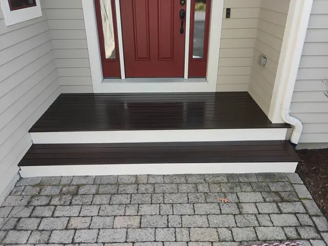 Entry steps stained, after