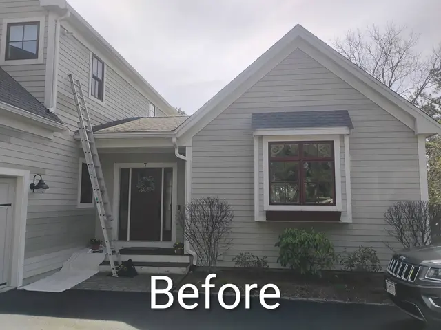Exterior repaint with refinished entry, before